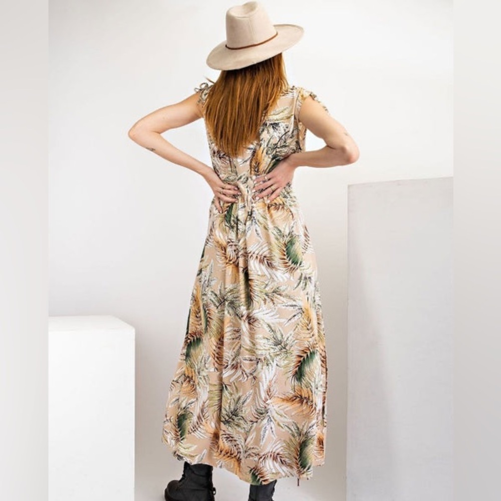 NWT Easel Palm Leaf Printed Button Front Duster E… - image 4